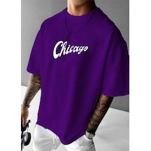 Chıcago Bulls Baskılı Oversize Tişört Mor