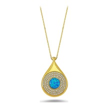 Beyaz Taşlı Gümüş Opal Kolye (498591238)