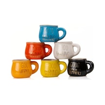 Tr Mukko Home 6'li Renkli Porselen Espresso Fincan Seti Gold Yazılı Good Morning Tasarım,çok Renkli Diğer