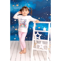 Pia Baby İsme Özel Kız Çocuk Pijama Takımı %100 Pamuk Penye İsim Baskılı Kişiye Özel Çocuk Pijaması 10845p14pi Krem