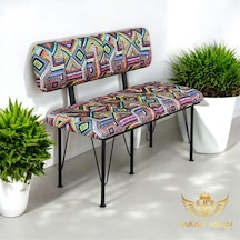 By Hakan Aşkın Siyah Metal Ayaklı Metal Alt Kasalı Line Style New 2025 Sırtlı Bench & Bank Rug Pattern Rug Bbf