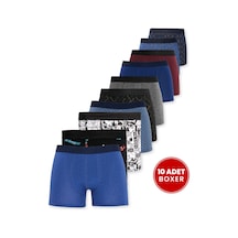Tudors Erkek 10'lu Likralı Pamuklu Esnek Kumaş Premium Seri Boxer-42634 Çok Renkli