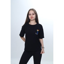 Toontoy Kids Toontoy Kız Çocuk Baskılı Bisiklet Yaka Düşük Omuz Kısa Kollu Tişört 24974 Beyaz