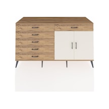 Kronos Konsol Tek Raflı 6 Çekmeceli 2 Kapaklı 176x59x99 Çam-aytaş Çam-aytaşı/çam