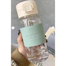 500 Ml Pipetli Plastik Suluk- Deri Kaplamalı-taşınabilir-sızdırmaz-öğrenciler Uygun Yeşil