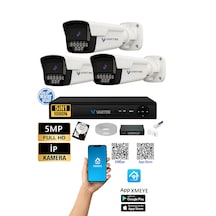 3 Kameralı 1080p İp Güvenlik Kamera Seti 500gb Hdd Uzaktan İzleme Kolay Kurulum Sesli Kamera