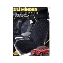 Nissan Micra Uyumlu 2'li Süet Oto Koltuk Minderi Terletmez Universal Oto Koltuk Kılıfı A2 Siyah