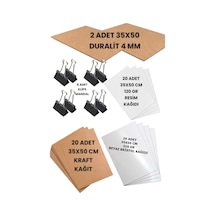 35x50 Cm Duralit Çizim Kağıtları Seti Kraft Bristol Resim Kağıdı Klips