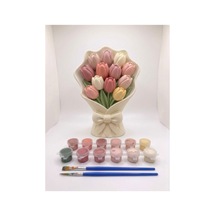 Lale Buketi Sevgili Boyama Seti Çiçek Buketi Taş Boyama Obje 20cm - 916343652