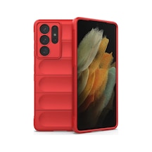 Samsung Uyumlu Galaxy S21 Ultra Uyumlu Kılıf Optimum Silikon - Kırmızı