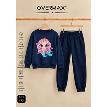 Overmax Deniz Kızı Baskılı Kapüşonsuz Sweatshirt Eşofman Takımı 3-12 Yaş Lacivert Üst- Lacivert Alt - 921001102 Lacivert Üst- Lacivert Alt