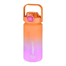 Vagonlife Turuncu-Pembe 1500 ML Pipetli/Pipetsiz Kullanım Motivasyon Matarası Vgn2213-t