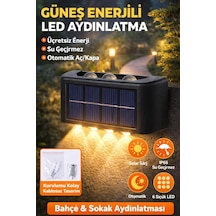 6 Ledli Duvar & Bahçe Aydınlatması 6 Adet Güneş Enerjili Su Geçirmez Otomatik Yanan Işık Efekti Çok Renkli