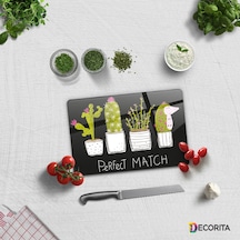 Decorita Cam Kesme Tahtası | Perfect Match-Siyah Fon|20cm x 30cm