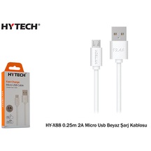 Hytech Hy X88 0 25m 2a Micro Usb Beyaz Şarj Kablos