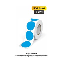 Yuvarlak Kesim Ambalaj Etiketi - Mavi Renk - 3cm - 500 Adet