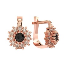 Erdobia 925 Ayar Gümüş Oniks Taşlı Rose Yuvarlak Çocuk Küpesi