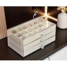 Üç Katlı Takı Organizeri Bej