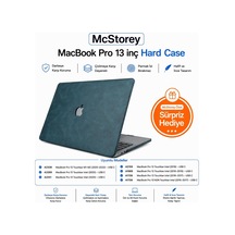 Macbook Pro 13 Deri Desenli Kılıf A1706 A1708 A1989 A2159 Uyumlu İnce Hafif Sert Kılıf Koruyucu Kapak 2016-2019 Lacivert