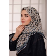 Mimiyum Flora Desen Soft Eşarp Yeşil Bej