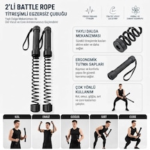 2&amp Apos Li Battle Rope Titreşimli Egzersiz Çubuğu, Yaylı Dalga Mekanizmalı Kol, Omuz,, Sırt Ve Core Antrenman Aleti Bx40