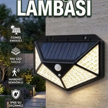 Solar 100 Led Güneş Enerjili Bahçe Lambası 2200mah, 20w, 120 Pır Sensörlü, Ip65