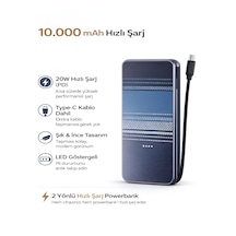 10000mah Karbon Stil Powerbank Dahili Type-c Kablo 20w Hızlı Şarj Taşınabilir Şarj Cihazı Lacivert