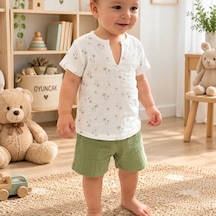 Candar Müslin Kumaş Bebek Takımı 1/4 Yaş Yeşil