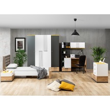 Relax Genç Odası, Dolap Karyola Komodin Şifonyer Çalışma Masası (441529156) Antrasit - Beyaz