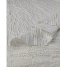 Ekru Krem Arası Renkte Bürümcüklü Jarse Kumaş 140x210cm-10823 Ekru
