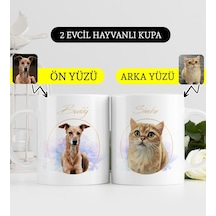 Bk Gift Kişiye Özel İki Evcil Hayvan Karikatürlü Beyaz Kupa Bardak-3, Arkadaşa Hediye, Sevgiliye Hediye Kobitmeyencom33909 Bk Gift