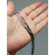 Bileklik Boy Turmalin Taşı Rondela Faset Kesim Dizi 0.8 1.2mm Yarım Dizi 17cm Uzunluğundadır Çok Renkli
