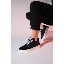 Luvishoes Sande Siyah Denim Detaylı Kadın Spor Sneakers