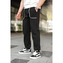 Madmext Siyah Şerit Detaylı Jogger Eşofman Altı E6581 Siyah