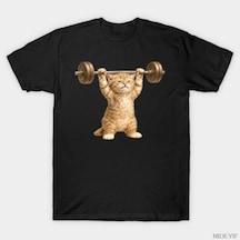 Flood Of Style Güçlü Yavru Kedi Ağırlıkları Kaldırıyor Komik Tasarım T-shirt Erkekler Kadınlar Için % 100% P Çok Renkli