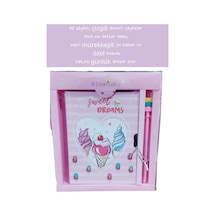 48 Sayfalı Çizgili Desenli Sayfalar 13x18 Cm Defter Ebatı Mavi Mürekkepli Jel Kalem Özel Kutulu 8