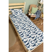 Organik Tek Kişilik Lastikli Çarşaf Seti - Balina Masalı Renkli