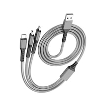 Powermaster Pm-26335 3 In 1 Gümüş 1.2 Metre Şarj Kablosu