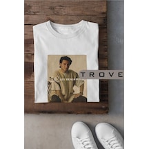 Unısex Kadın Erkek Benjamın Les Tarkan Poster Çekim %100 Pamuk Baskılı Siyah Beyaz T-shirt Beyaz