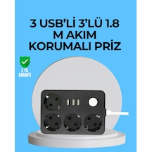 3 Usb Çıkışlı 4 Lü Akıllı Priz 2500w 2 Metre Kablo Diğer