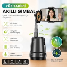 Aı Yüz Takipli Akıllı Gimbal Telefon Tutucu, Manyetik Kablosuz Şarj Destekli 360 Otomatik Döner Selfie Standı, Şarjlı Telefon Standı, Tripod Uyumlu İçerik Üretici Vlog Canlı Yayın Aparatı