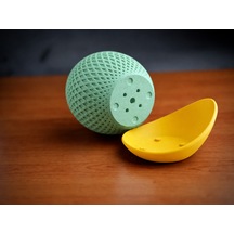 Bezos 3d Baskı Küre Saksı - Kafes Dokulu İki Parçalı Dekoratif Saksı - Mint-sarı Hb006