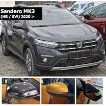 Dacia Sandero Mk3 2020 Sonrası Yarasa Ayna Kapak Parlak Siyah