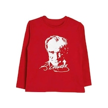 Unisex Atatürk Baskılı Uzun Kol T-shirt-8910 Kirmizi