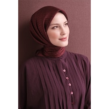 Armine Sura Saf İpek Eşarp 9625 33 Bordo Slogan Desen