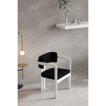 Avvio Trento Tokyo Sandalye Beyaz Mutfak Salon Yemek Odası Sandalyesi Demonte Metal Ayak Siyah
