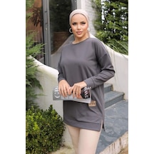 Armüz Yeni Stil Gri Füme Detaylı Tunik 10020