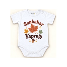 Babylimon Sonbahar Yaprağı Beyaz Kısa Kollu Çıtçıtlı Bebek Zıbını Beyaz - Sonbahar Yaprağı - 928161940 Beyaz - Sonbahar Yaprağı