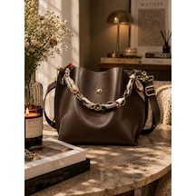 Housebags Elite Carryall New Trend El Ve Omuz Çantası Acı Kahverengi