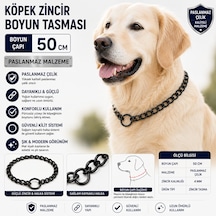 Köpek Zincir Boyun Tasması 50 Cm Paslanmaz Çelik 4 Mm Kalınlık - Siyah Çok Renkli